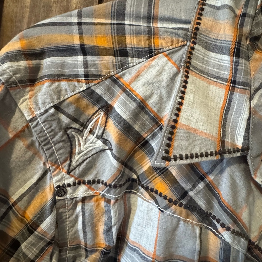 Wrangler Pearl Snap Mens Large Rock 47 - Picture 2 of 3